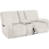 economico Poltrone reclinabili e poltrone wingback-copridivano reclinabile per divano a due posti con copriconsolle centrale, copridivano reclinabile per divano a due posti in velluto bordeaux elasticizzato, copridivano reclinabile per divano a due