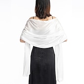 economico Scialli-sciarpa da donna in imitazione seta trasparente, mantello, scialle lungo, tinta unita, per festa di nozze, elegante e scintillante&amp;amp;abito da sposa con sciarpa damigella d&#039;onore splendente per