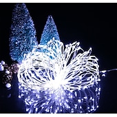 ieftine Conectat Electric-led zână șir lumini 50m-500 30m-300 20m-200 10m-100led-uri sârmă de cupru lumini cu telecomandă lumini de Crăciun lumini stelate reglabile pentru petrecere nuntă dormitor brad de Crăciun priză