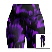 tanie legginsy 3d-Damskie Spodnie do jogi Podnoszenie pośladków Wyszczuplenie brzucha Wysoka talia Trening w siłowni Bieganie Zdatność Legginsy 3/4 Wzór tie-dye Czerwony Fioletowy Jesień Sport Odzież sportowa Wysoka