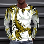 abordables T-shirts à imprimé animal-Homme Animal Scorpion T-shirt manche longue T-shirt Col rond Chemise Sports Mode Vêtements de sport Extérieur Vacances Rue Noir Blanche Jaune Automne Vêtement Tenue S M L XL XXL XXXL 4XL