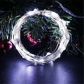 abordables Guirlandes lumineuses à piles-Guirlande lumineuse LED élégante pour réception de mariage, 10 pièces, 3 m, 2 m, 1 m, à piles, fil argenté, guirlande lumineuse pour extérieur, décoration de fête de mariage