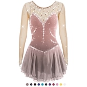 preiswerte Eiskunstlaufkleider-Eiskunstlaufkleid Damen Mädchen Eislaufen Kleider Austattungen Violett Weiß Gelb Patchwork Gitter Spandex Hochelastisch Ausbildung Wettbewerb Eiskunstlaufkleidung Patchwork Kristalle Langarm