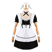 cheap Anime Costumes-Cosplay Maid Costume Anime Dress Outfits Vacation Dress Cosplay Suits Dresses Dress Neckwear Wristlet For Women&#039;s Adults&#039;