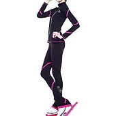 preiswerte Eiskunstlauf Trainingsoutfit-Eiskunstlauf-Jackett und -Hose Damen Mädchen Eislaufen Hosen / Regenhose Shirt Weiß Rosa Blau Glitzer Vlies Spandex Hochelastisch Ausbildung Wettbewerb Eiskunstlaufkleidung warm Kristalle Langarm