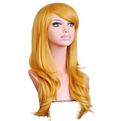 abordables Perruques de fête-Perruque synthétique vagues de corps perruque asymétrique longue blond clair rouge pastèque brun rose vert cheveux synthétiques de 27 pouces perruques Halloween rouge brun pour femmes