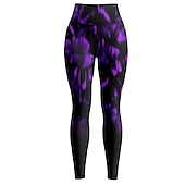 tanie legginsy 3d-Damskie Spodnie do jogi Podnoszenie pośladków Wyszczuplenie brzucha Wysoka talia Trening w siłowni Bieganie Zdatność Legginsy 3/4 Wzór tie-dye Czerwony Fioletowy Jesień Sport Odzież sportowa Wysoka