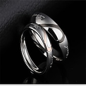 preiswerte Herrenschmuck &amp; Halsketten &amp; Ringe-Herren Damen 2St Manschettenknöpfe Eheringe Bandring Verlobungsring Hochzeit Party zweifarbig damas Einfach Silber