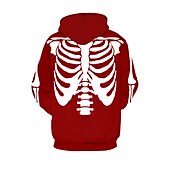tanie Gotyk i czaszka-Męskie Wzory graficzne Szkielet Bluza z Kapturem Z kapturem Bluzy Bluza z Kapturem Długi rękaw Bluza z kapturem Kaptur Designerskie Druk 3D Codzienny Sport Czerwony Nadruk Wiosna i jesień Projektant