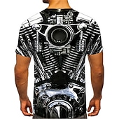 abordables Camisetas de Hobby-Hombre Máquina Moto Camiseta Manga Corta Camiseta Impresión 3D Escote Redondo Camisa Deportes Moda Design Exterior Vacaciones Calle Negro Rojo Azul Piscina Verano Ropa S M L XL XXL XXXL 4XL