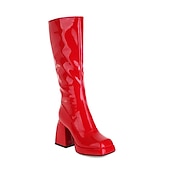 abordables Bottes à la mode-bottes gogo blanches hautes pour femmes avec talons compensés et fermeture à glissière - design rétro élégant pour les fêtes et les tenues décontractées