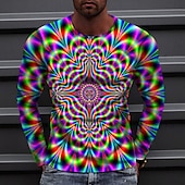 preiswerte 3D-T-Shirts-Herren Optische Täuschung Grafikdrucke T Shirt Langarm T-Shirt 3D-Druck Rundhalsausschnitt Hemd Sport Designer Basic Outdoor Straße Täglich A B C Frühling &amp; Herbst Bekleidung S M L XL XXL 3XL 4XL