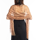 voordelige Sjaals-sjaal&amp;amp; wikkelsjaals damesherfst bruiloft gast wrap elegante bruidszonwering mouwloos polyester bruiloft wraps met kant voor bruiloft zomer