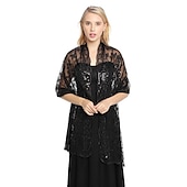 billige bryllup gjesteomslag-Sjal  Wrap Sjal Kvinner Bryllupsgjest Wrap Glitrende  Skinne Elegant Brud Uten Ermer Bryllups Wraps Med Splitt Bryllup Sommer kle deg å imponere
