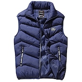 preiswerte Men&#039;s Vest-Herren Puffer Weste Weste Steppweste Strickjacke Outdoor Strasse Täglich Ausgehen Strassenmode Sport Herbst Winter Tasche Full Zip Polyester warm halten Atmungsaktiv Feste Farbe Reisverschluss
