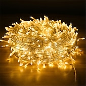 olcso Hálózatra csatlakoztatható elektronika-50m 100m koszorú karácsonyfa tündérfények 400 800led húr fény IP65 vízálló lánc szabadtéri kert udvar girland esküvői parti ünnep táj dekoráció világítás kék színes dc31v eu us au uk plug