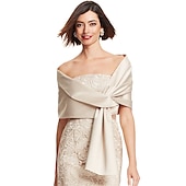 cheap Shawls-Shawls Women&#039;s Wrap Bolero Shrug Vintage Classy Elegant Sleeveless Satin Wedding Guest Wraps With Pure Color For Formal Spring &amp;  Fall dress to impress 2025
