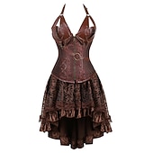 cheap Gothic-Retro Vintage Punk &amp; Gothic Medieval Skirt Outfits Masquerade Pirate Plus Size Asymmetric Hem Romantic Special Design Embroidery Fancy Dress Women's Halloween Carnival Masquerade Party Halloween