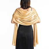 economico Scialli-sciarpa da donna in imitazione seta trasparente, mantello, scialle lungo, tinta unita, per festa di nozze, elegante e scintillante&amp;amp;abito da sposa con sciarpa damigella d&#039;onore splendente per