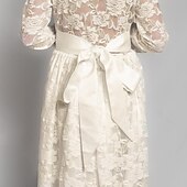 cheap Flower Girl&#039;s Dresses-Kids Girls&#039; Flower Girl Dress Dress Solid Colored Long Sleeve Wedding Party Daily Lace Mesh Embroidered Cute Princess Cotton Maxi A Line Dress Tulle Dress Fall Winter 3-12 Years White Beige