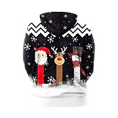 abordables Sudaderas y sudaderas con capucha divertidas-Papá Noel Rudolph Suéter de navidad Sudadera Pullover Sudadera con capucha navideña divertida Impresión 3D Hombre Mujer Navidad Carnaval Mascarada Navidad Fiesta de disfraces Trajes a juego para la