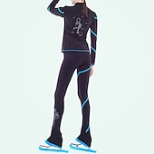 preiswerte Eiskunstlauf Trainingsoutfit-Eiskunstlauf-Jackett und -Hose Damen Mädchen Eislaufen Hosen / Regenhose Shirt Weiß Rosa Blau Glitzer Vlies Spandex Hochelastisch Ausbildung Wettbewerb Eiskunstlaufkleidung warm Kristalle Langarm