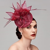 economico Fascinator-Fascinatori in Rete di Piume Cappelli Kentucky Copricapo con Cappello di Piume Fiore 1 PC Matrimonio Corsa di Cavalli Giornata Delle Donne Melbourne Cup Copricapo per impressionare Abito da corsa