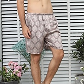 economico Dormire in basso-Per uomo Pigiami Boxer di seta Pantaloncini del pigiama 1 pc Colore puro Lusso Morbido Interni Spiaggia Seta sintetica Poliestere Traspirante Pantaloncini Retrò Di base Primavera Estate Argento Nero