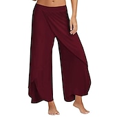 abordables jambe large et taille haute-femme jupe-culotte jambe large pantalon chino volants superposé extensible taille moyenne basique décontracté / sportif décontracté quotidien noir blanc s m été printemps&amp;amp; automne