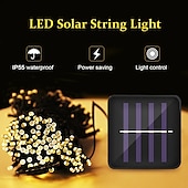 halpa Aurinkoenergiakäyttöinen-ulkona vedenpitävä aurinko led merkkijono valot 5m-20leds 7m-50leds 12mm-100leds 22m-200leds joulukeiju valo loma valaistus puu valot hääjuhla joulukuusi puutarha sisäulko koristelu