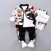 voordelige Sets-Jongens 3D Afdrukken Sweatshirt- en joggingbroekset Jas &amp; Broek Lange mouw Herfst Winter Stoer Casual Street Style Polyester Kinderen 1-5 jaar School Vakantie Straat Normale pasvorm