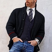 abordables Gilet-Homme Pull Chandail Gilet Cardigan Pull court Tricoter Tricoté Col V Moderne contemporain Casual Usage quotidien Vêtement Tenue Automne Hiver Noir Jaune S M L