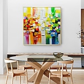 abordables Pinturas abstractas-Pintura al óleo hecha a mano lienzo arte de la pared decoración paleta cuchillo pintura color fantasía para decoración del hogar enrollado sin marco pintura sin estirar