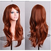 abordables Perruques de fête-Perruque synthétique vagues de corps perruque asymétrique longue blond clair rouge pastèque brun rose vert cheveux synthétiques de 27 pouces perruques Halloween rouge brun pour femmes