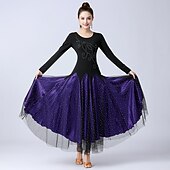 cheap Practice Wear-Ballroom Dance Dress Sequins Women's Performance Daily Wear Long Sleeve Natural Polystyrene Milk Fiber