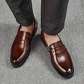 billige Formell-herrekjole penny loafers &amp; slip-ons pluss størrelse vintage business casual fest &amp; kveld loafers svart brun høst vinter