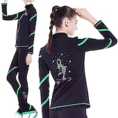 preiswerte Eiskunstlauf Trainingsoutfit-Eiskunstlauf-Jackett und -Hose Damen Mädchen Eislaufen Hosen / Regenhose Shirt Weiß Rosa Blau Glitzer Vlies Spandex Hochelastisch Ausbildung Wettbewerb Eiskunstlaufkleidung warm Kristalle Langarm