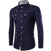 cheap Men&#039;s Tuxedo Shirts-Men&#039;s Party Shirt Solid Colored Collar Classic Collar Daily Basic Long Sleeve Slim Tops Military Wine Black Army Green / Fall / Spring /Summer/ Dress Shirts /Wedding