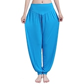 voordelige wijde pijpen en hoge taille-dames harembroek ademend sneldrogend vochtafvoerend zumba buikdans yoga bloeiers bodems licht paars wit zwart modal spandex plus size sport activewear hoge elasticiteit losse pasvorm