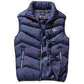 olcso Gilets-Férfi Puffer Vest Gilet Hegymászás Melegen tartani tömöríthető Légáteresztő Tél Ősz Tömör szín Fekete Rubin Sötétkék Szürke Pufferkabát