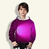 preiswerte Jungen 3D Vision &amp; Geometrie-Jungen 3D 3D-Druck Kapuzenshirt Langarm 3D-Druck Frühling Herbst Aktiv kinderkleidung 3-12 Jahre Täglich