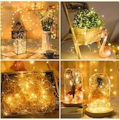 voordelige Batterij String Lights-elegante bruiloft receptie feest 10-packs led-lichtsnoeren 1m 10leds zilveren koperdraad licht voor bruiloft slaapkamer decoratie feest vakantie cadeau