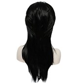 economico Parrucche dei personaggi dei film-Parrucca Medievale Cosplay Parrucca Ondulata a Parte Centrale Come Mostrato Capelli Sintetici per Donne Parrucche di Halloween Nere