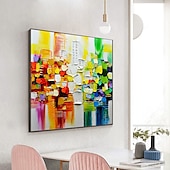 abordables Pinturas abstractas-Pintura al óleo hecha a mano lienzo arte de la pared decoración paleta cuchillo pintura color fantasía para decoración del hogar enrollado sin marco pintura sin estirar