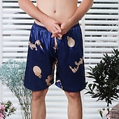economico Dormire in basso-Per uomo Pigiami Boxer di seta Pantaloncini del pigiama 1 pc Colore puro Lusso Morbido Interni Spiaggia Seta sintetica Poliestere Traspirante Pantaloncini Retrò Di base Primavera Estate Argento Nero