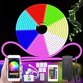 Χαμηλού Κόστους Neon LED Φώτα-νέον σχοινί smart rgb led κιτ λωρίδων φωτός λειτουργεί με alexa google 3m 12v rgb wifi 5m 2*5m έλεγχος εφαρμογής τηλεφώνου wifi συμπεριλαμβανομένου κιτ προσαρμογέα κατάλληλο για diy εγκατάσταση