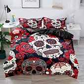 economico Set copripiumino-2 pz/3 pz biancheria da letto 3d copripiumino con stampa teschio set di biancheria da letto copripiumino con 1 copripiumino o copripiumino con stampa stampata ， 2 federe per matrimoniale/regina/re
