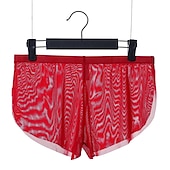 economico Boxer da uomo-maglia da uomo sexy puro colore boxer intimo elastico vita bassa maglia traspirante boxer mutandine blu m