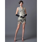 رخيصةأون فساتين عشرينيات القرن العشرين-الهدر 20S عشرينيات مصغرة فساتين اللباس الزعنفة فستان حفلة عيد الميلاد بلا أكمام غاتسبي العظيم تشارلستون V رقبة ملابس تنكرية نسائي حفلة تخرج / حفلة موسيقية / حفلة رقص حفلة ليلية مناسب للحفلات