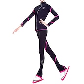 preiswerte Eiskunstlauf Trainingsoutfit-Eiskunstlauf-Jackett und -Hose Damen Mädchen Eislaufen Hosen / Regenhose Shirt Weiß Rosa Blau Glitzer Vlies Spandex Hochelastisch Ausbildung Wettbewerb Eiskunstlaufkleidung warm Kristalle Langarm